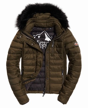 Superdry Fuji Slim Double Cipzár Hooded Női Kabát Olivazöld | RYPDH8703